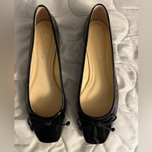 Size 38/7 Guilhermina Black Patent Square Toe Ballet Flats